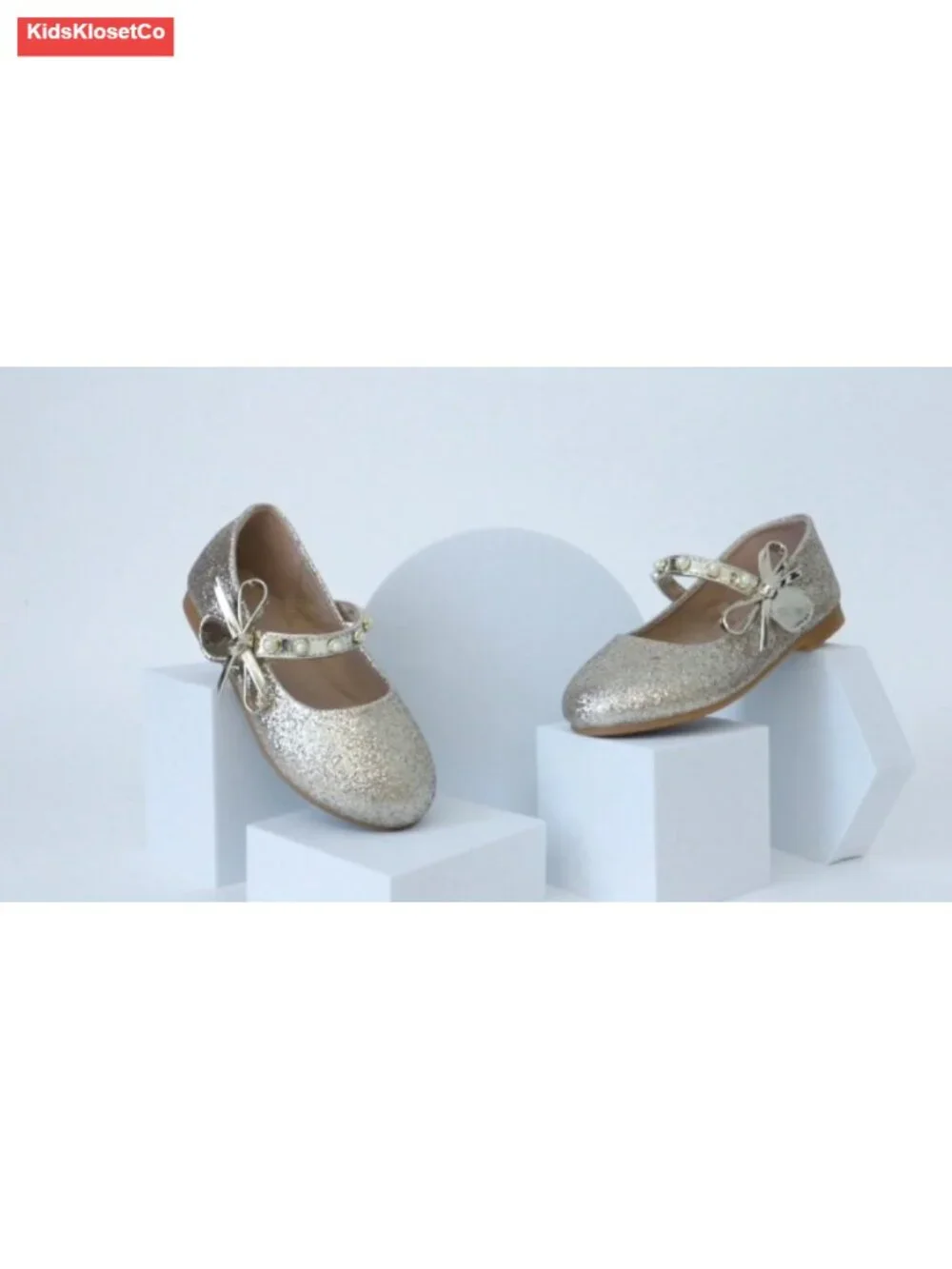 Girls Mary Jane Flat Dress Shoes Hook Loop Ballet Flats Sparkle Wedding Party